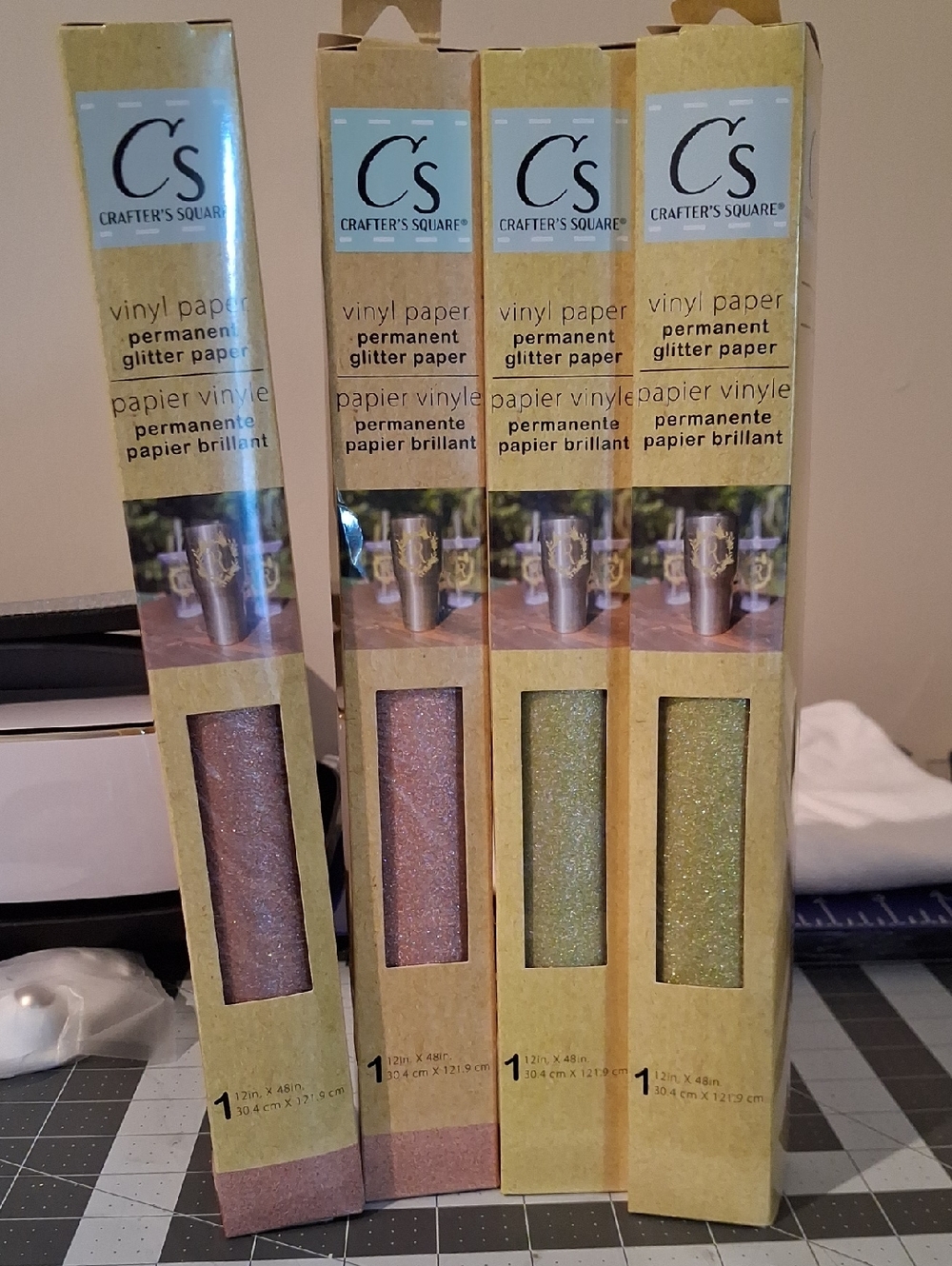 Crafter's Square Glitter Vinyl Paper Pack - Rose Gold & Gold